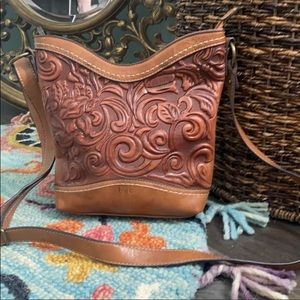 B.O.C. Boho Tooled floral faux leather crossbody
